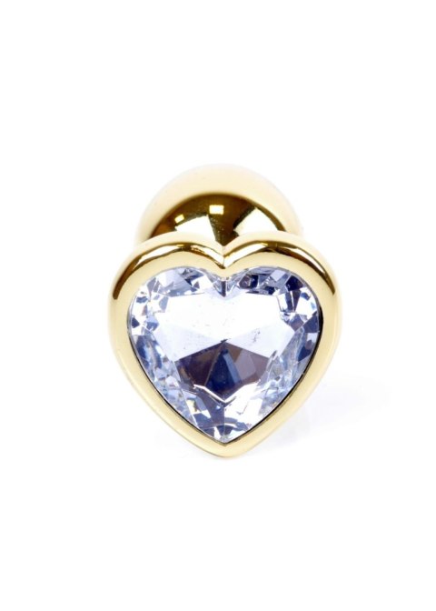 Plug, korek analny, Korek analny-Jewellery Gold Heart plug, korek analny- Clear