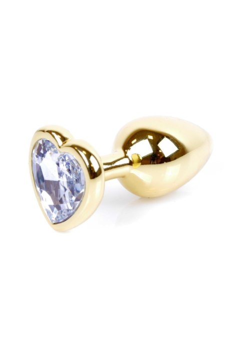 Plug, korek analny, Korek analny-Jewellery Gold Heart plug, korek analny- Clear