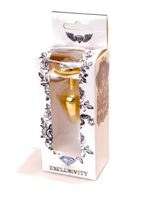 Plug, korek analny, Korek analny-Jewellery Gold Heart plug, korek analny- Clear