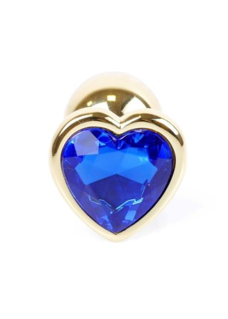 Plug, korek analny, Korek analny-Jewellery Gold Heart plug, korek analny- Dark Blue