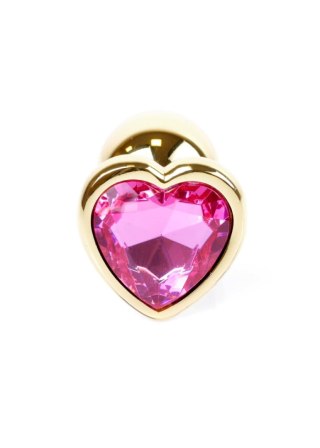 Plug, korek analny, Korek analny-Jewellery Gold Heart plug, korek analny- Pink
