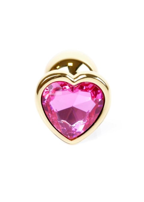 Plug, korek analny, Korek analny-Jewellery Gold Heart plug, korek analny- Pink