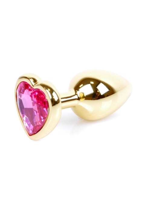 Plug, korek analny, Korek analny-Jewellery Gold Heart plug, korek analny- Pink