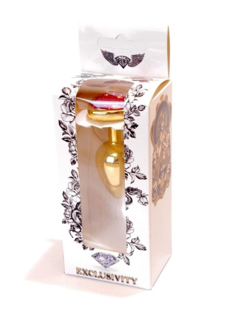 Plug, korek analny, Korek analny-Jewellery Gold Heart plug, korek analny- Pink