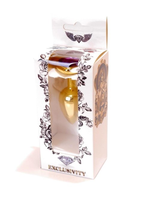 Plug, korek analny, Korek analny-Jewellery Gold Heart plug, korek analny- Purple