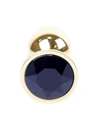 Plug, korek analny, Korek analny-Jewellery Gold plug, korek analny- Black