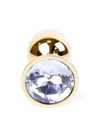 Plug, korek analny, Korek analny-Jewellery Gold plug, korek analny- Clear