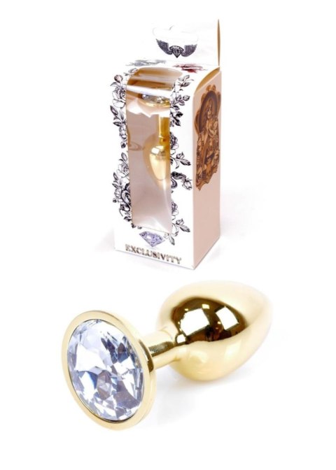 Plug, korek analny, Korek analny-Jewellery Gold plug, korek analny- Clear