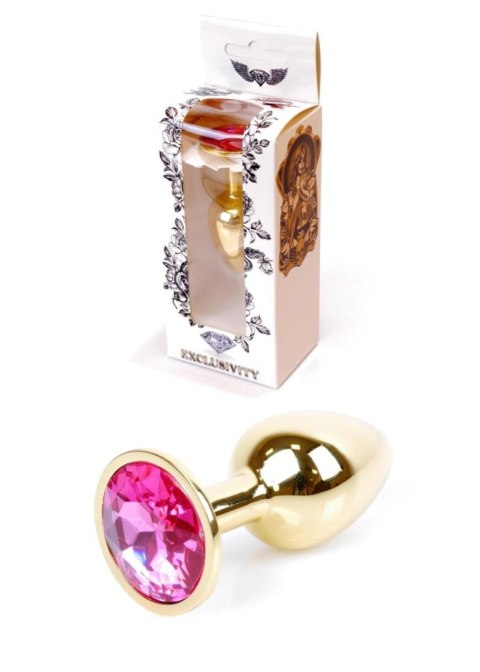 Plug, korek analny, Korek analny-Jewellery Gold plug, korek analny- Pink
