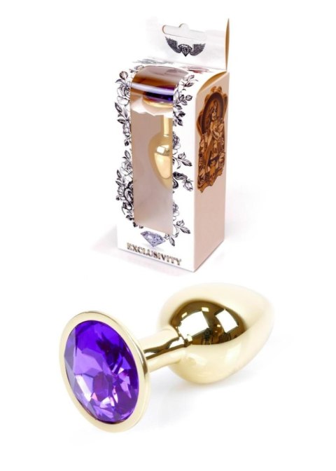 Plug, korek analny, Korek analny-Jewellery Gold plug, korek analny- Purple