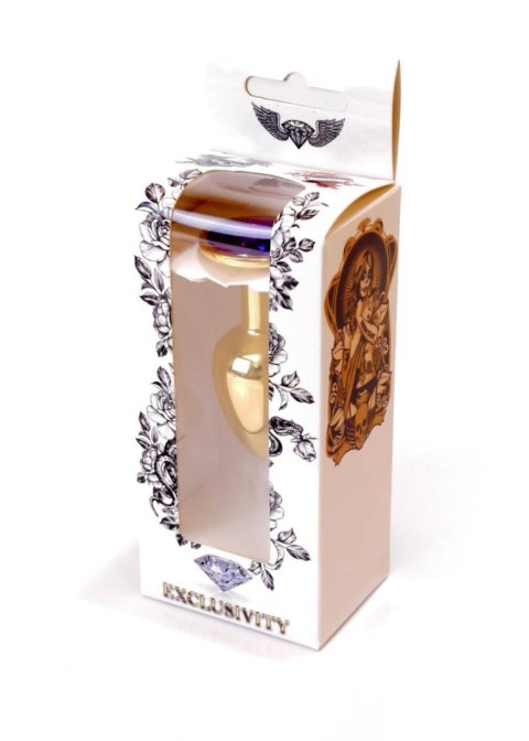 Plug, korek analny, Korek analny-Jewellery Gold plug, korek analny- Purple