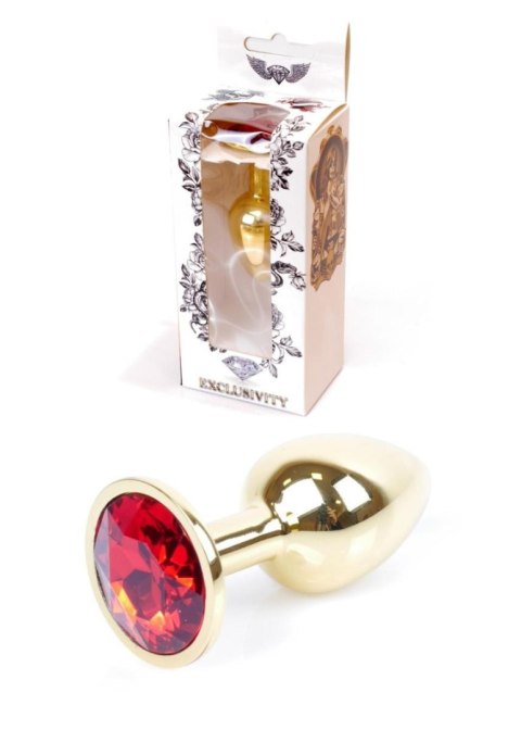 Plug, korek analny, Korek analny-Jewellery Gold plug, korek analny- Red