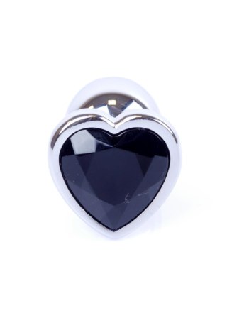 Plug, korek analny, Korek analny-Jewellery Silver Heart plug, korek analny- Black