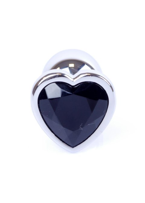 Plug, korek analny, Korek analny-Jewellery Silver Heart plug, korek analny- Black