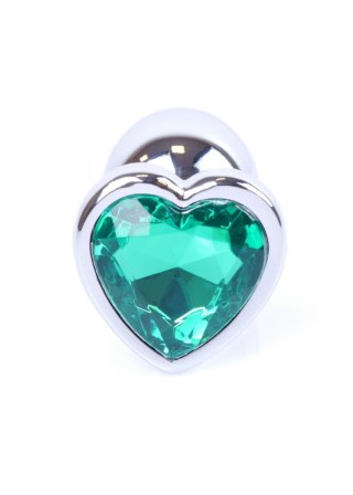 Plug, korek analny, Korek analny-Jewellery Silver Heart plug, korek analny- Green
