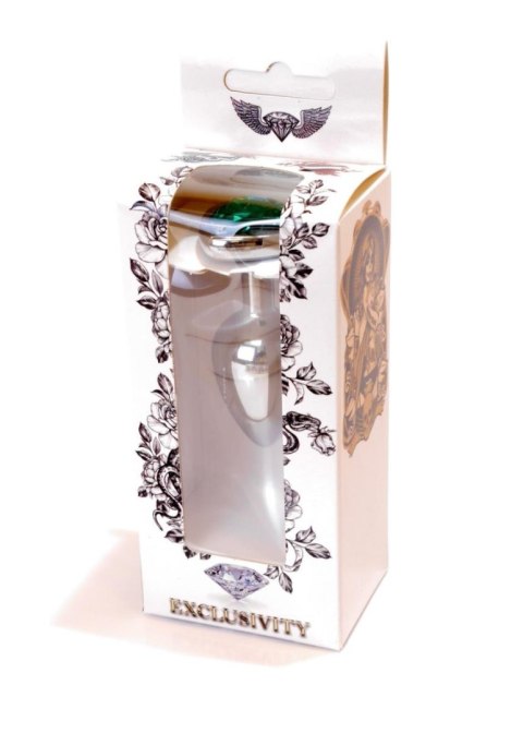 Plug, korek analny, Korek analny-Jewellery Silver Heart plug, korek analny- Green