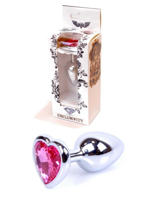 Plug, korek analny, Korek analny-Jewellery Silver Heart plug, korek analny- Pink