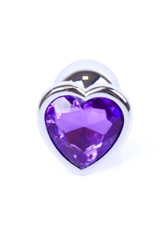 Plug, korek analny, Korek analny-Jewellery Silver Heart plug, korek analny- Purple