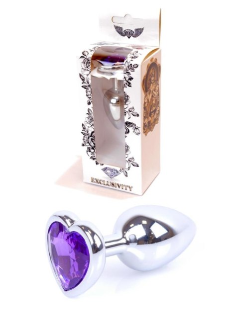 Plug, korek analny, Korek analny-Jewellery Silver Heart plug, korek analny- Purple