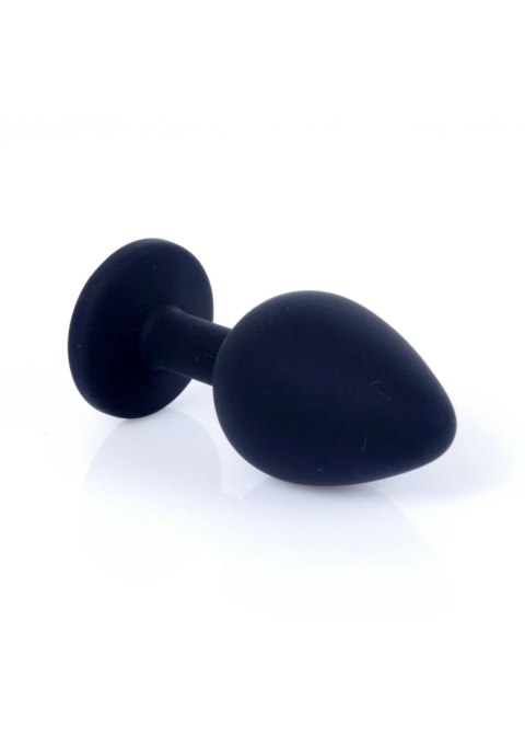 Plug, korek analny, Korek analny-Jewellery Black Silicon plug, korek analny Medium- Pink Diamond