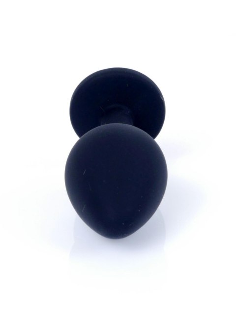 Plug, korek analny, Korek analny-Jewellery Black Silicon plug, korek analny Medium- Pink Diamond