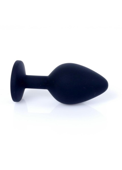 Plug, korek analny, Korek analny-Jewellery Black Silicon plug, korek analny Medium- Pink Diamond