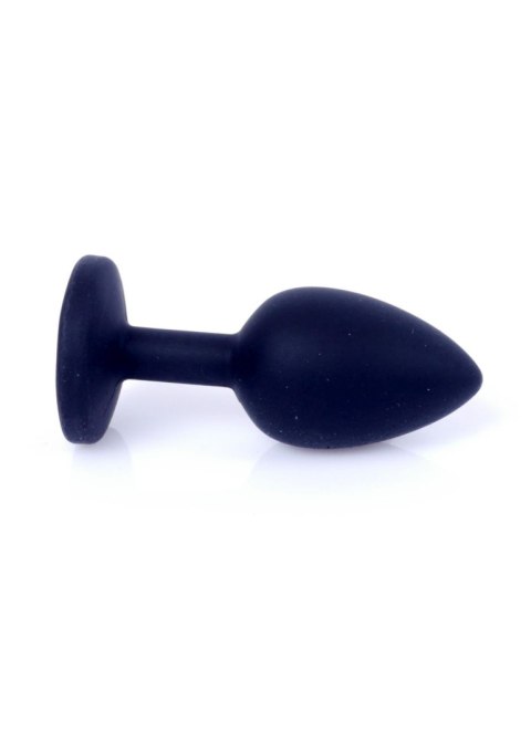 Plug, korek analny, Korek analny-Jewellery Black Silicon plug, korek analny Small- Pink Diamond