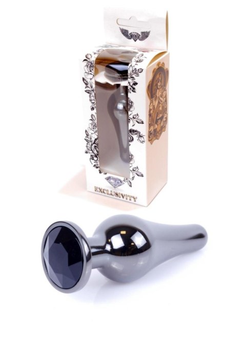 Plug, korek analny, Korek analny-Jewellery Dark Silver BUTT plug, korek analny- Black