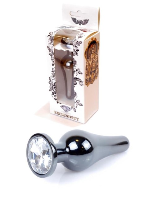 Plug, korek analny, Korek analny-Jewellery Dark Silver BUTT plug, korek analny- Clear