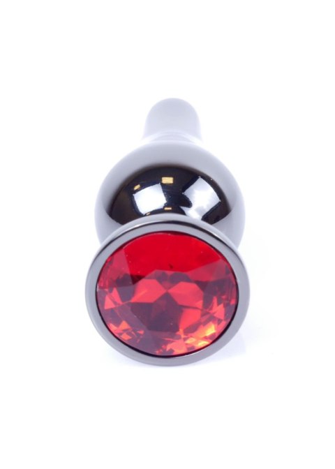 Plug, korek analny, Korek analny-Jewellery Dark Silver BUTT plug, korek analny- Red