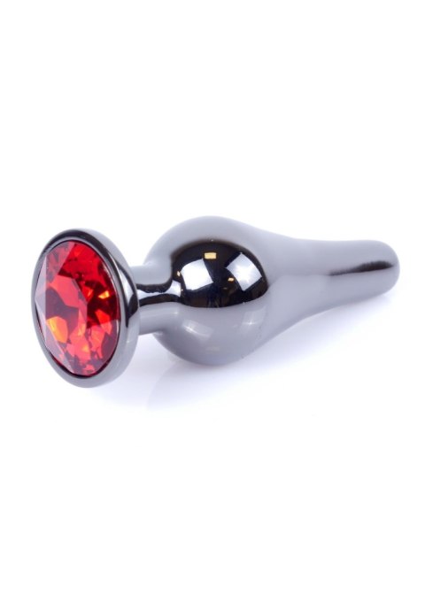 Plug, korek analny, Korek analny-Jewellery Dark Silver BUTT plug, korek analny- Red