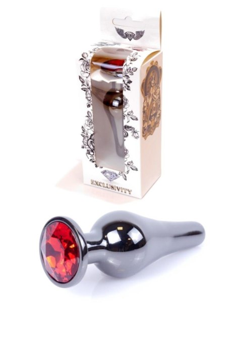 Plug, korek analny, Korek analny-Jewellery Dark Silver BUTT plug, korek analny- Red