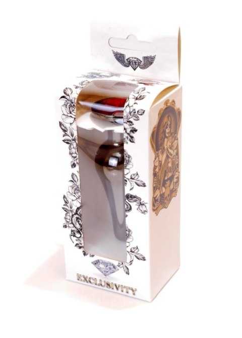 Plug, korek analny, Korek analny-Jewellery Dark Silver BUTT plug, korek analny- Red
