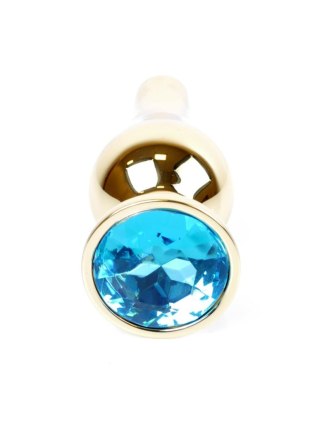 Plug, korek analny, Korek analny-Jewellery Gold BUTT plug, korek analny- Light Blue