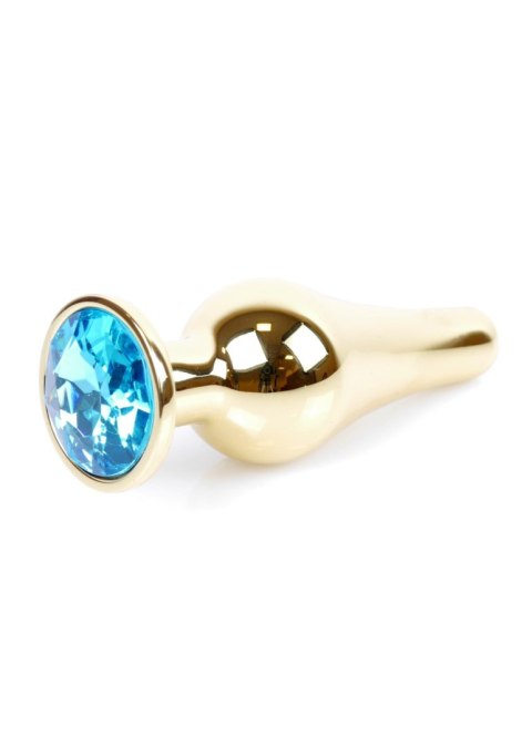 Plug, korek analny, Korek analny-Jewellery Gold BUTT plug, korek analny- Light Blue