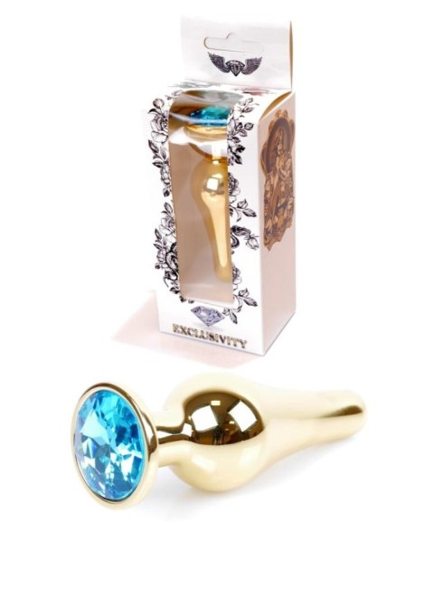 Plug, korek analny, Korek analny-Jewellery Gold BUTT plug, korek analny- Light Blue