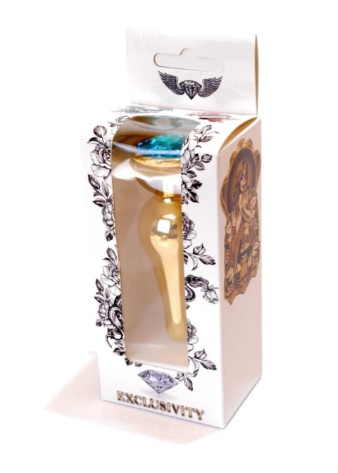 Plug, korek analny, Korek analny-Jewellery Gold BUTT plug, korek analny- Light Blue