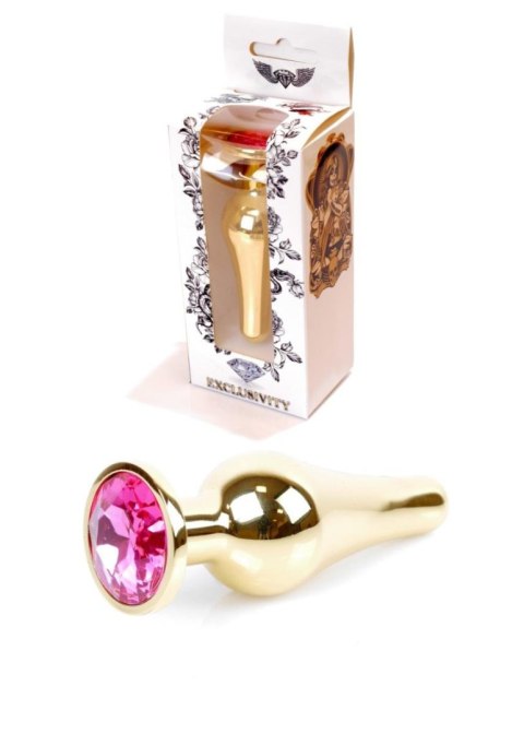 Plug, korek analny, Korek analny-Jewellery Gold BUTT plug, korek analny- Pink