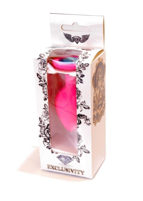 Plug, korek analny, Korek analny-Jewellery Pink Silicon plug, korek analny Medium- Light Blue Diamond