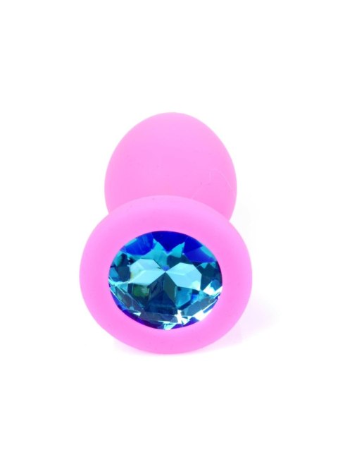 Plug, korek analny, Korek analny-Jewellery Pink Silicon plug, korek analny Small- Light Blue Diamond