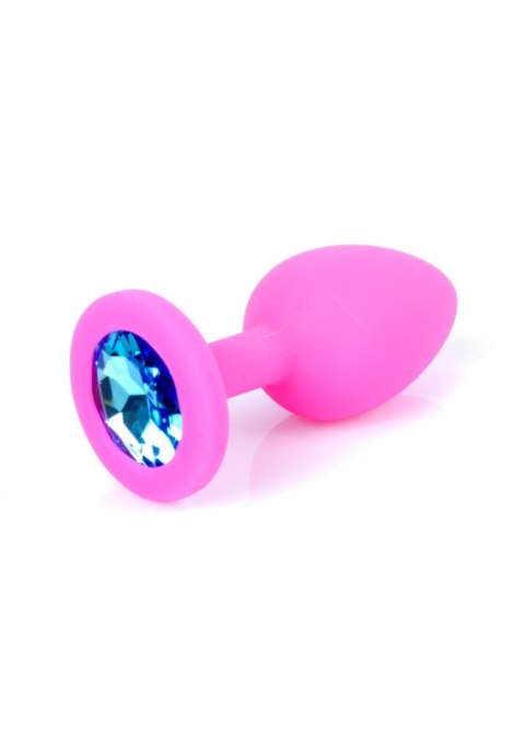 Plug, korek analny, Korek analny-Jewellery Pink Silicon plug, korek analny Small- Light Blue Diamond