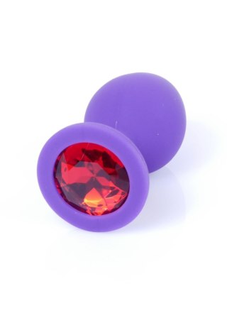 Plug, korek analny, Korek analny-Jewellery Purple Silicon plug, korek analny Medium- Red Diamond