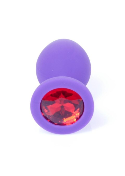 Plug, korek analny, Korek analny-Jewellery Purple Silicon plug, korek analny Medium- Red Diamond