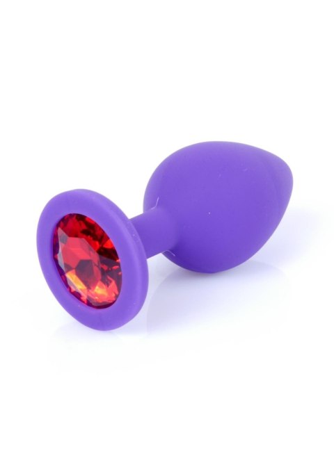Plug, korek analny, Korek analny-Jewellery Purple Silicon plug, korek analny Medium- Red Diamond
