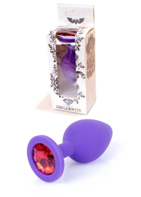 Plug, korek analny, Korek analny-Jewellery Purple Silicon plug, korek analny Medium- Red Diamond