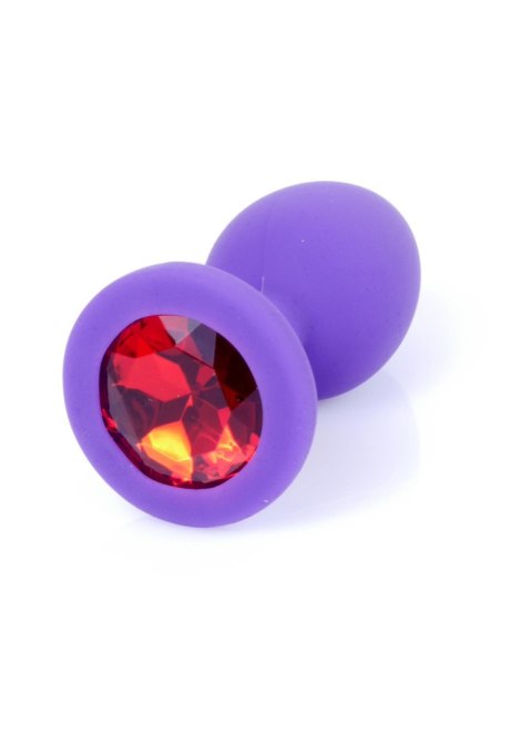Plug, korek analny, Korek analny-Jewellery Purple Silicon plug, korek analny Small- Red Diamond