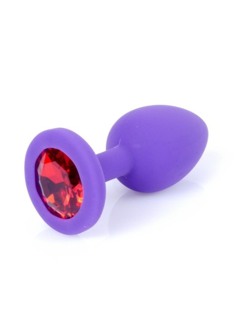 Plug, korek analny, Korek analny-Jewellery Purple Silicon plug, korek analny Small- Red Diamond