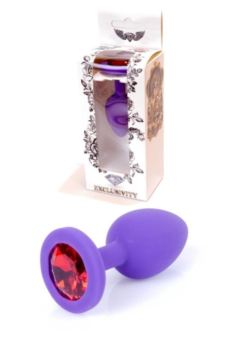 Plug, korek analny, Korek analny-Jewellery Purple Silicon plug, korek analny Small- Red Diamond