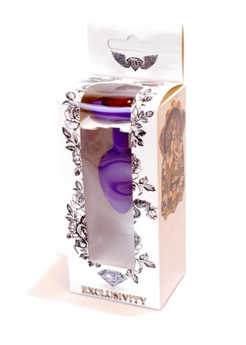 Plug, korek analny, Korek analny-Jewellery Purple Silicon plug, korek analny Small- Red Diamond