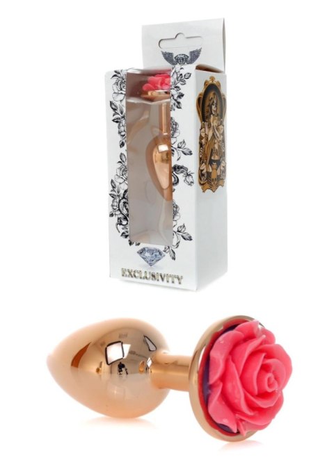 Plug, korek analny, Korek analny-Jewellery Red Gold plug, korek analny ROSE- Pink